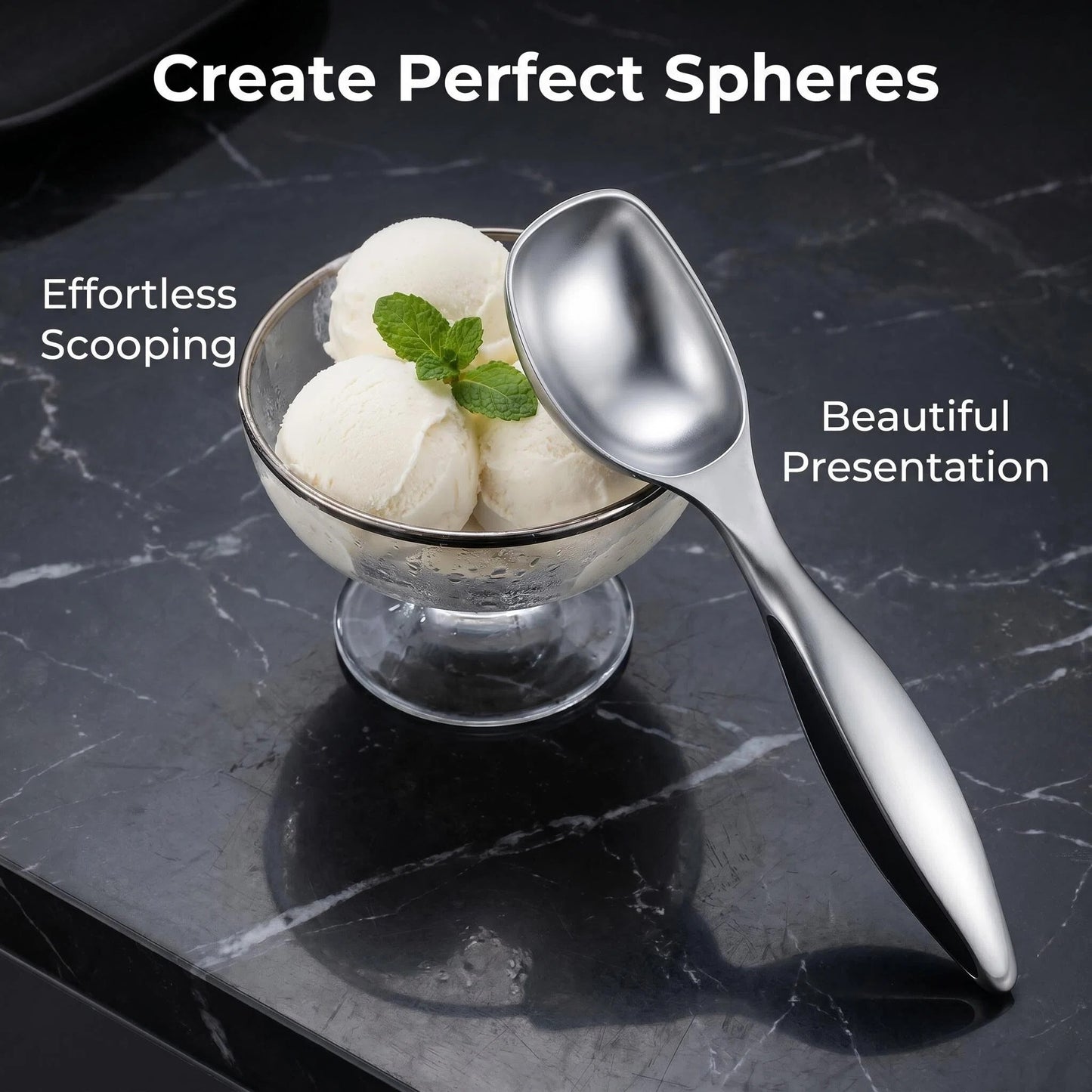 Ice Cream Scoop, Premium Stainless Steel Ice Cream Scooper with Ergonomic Handle – Heavy Duty, Anti-Freeze, One-Piece Cast, Dishwasher Safe