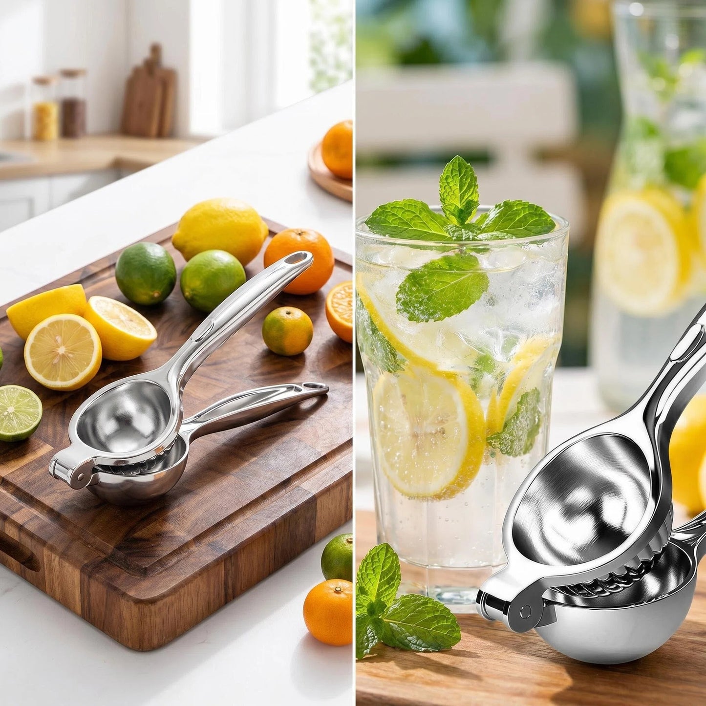 Premium Stainless Steel Lemon Squeezer Manual Citrus Juicer Press — 304 Food-Grade Steel, Heavy-Duty Hinge, Seed Filter, Dishwasher Safe