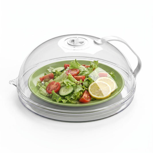 Microwave Food Cover with Bottom Tray — Anti-Splatter Dome, Adjustable Steam Vent, Heat-Resistant Handle, BPA Free, Fits All Standard Microwaves