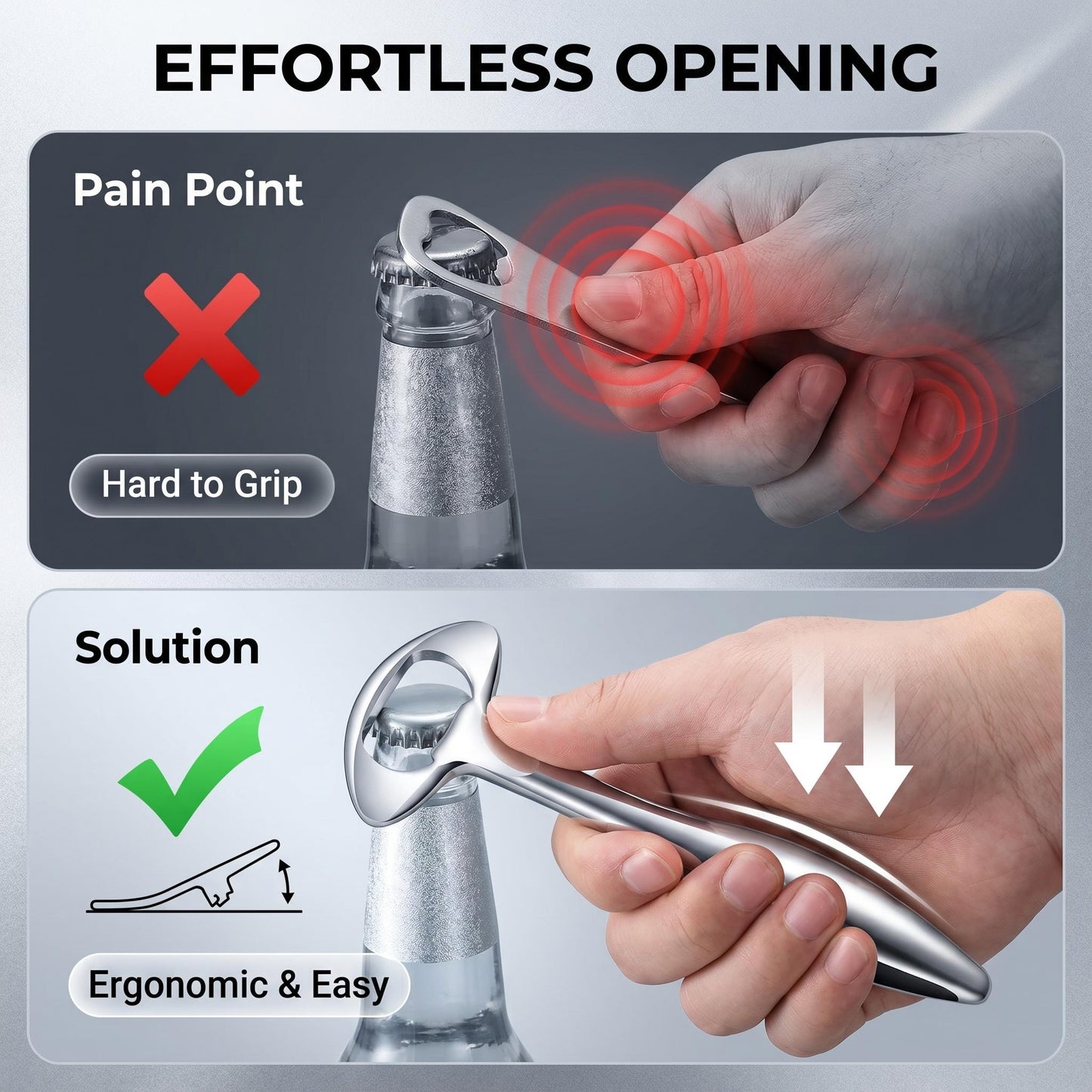 Titanium Alloy Bottle Opener Set (2-Piece) — Aerospace-Grade Titanium, CNC Machined, Matte Sandblasted Finish, Ultra-Light, Premium EDC & Bar Tool