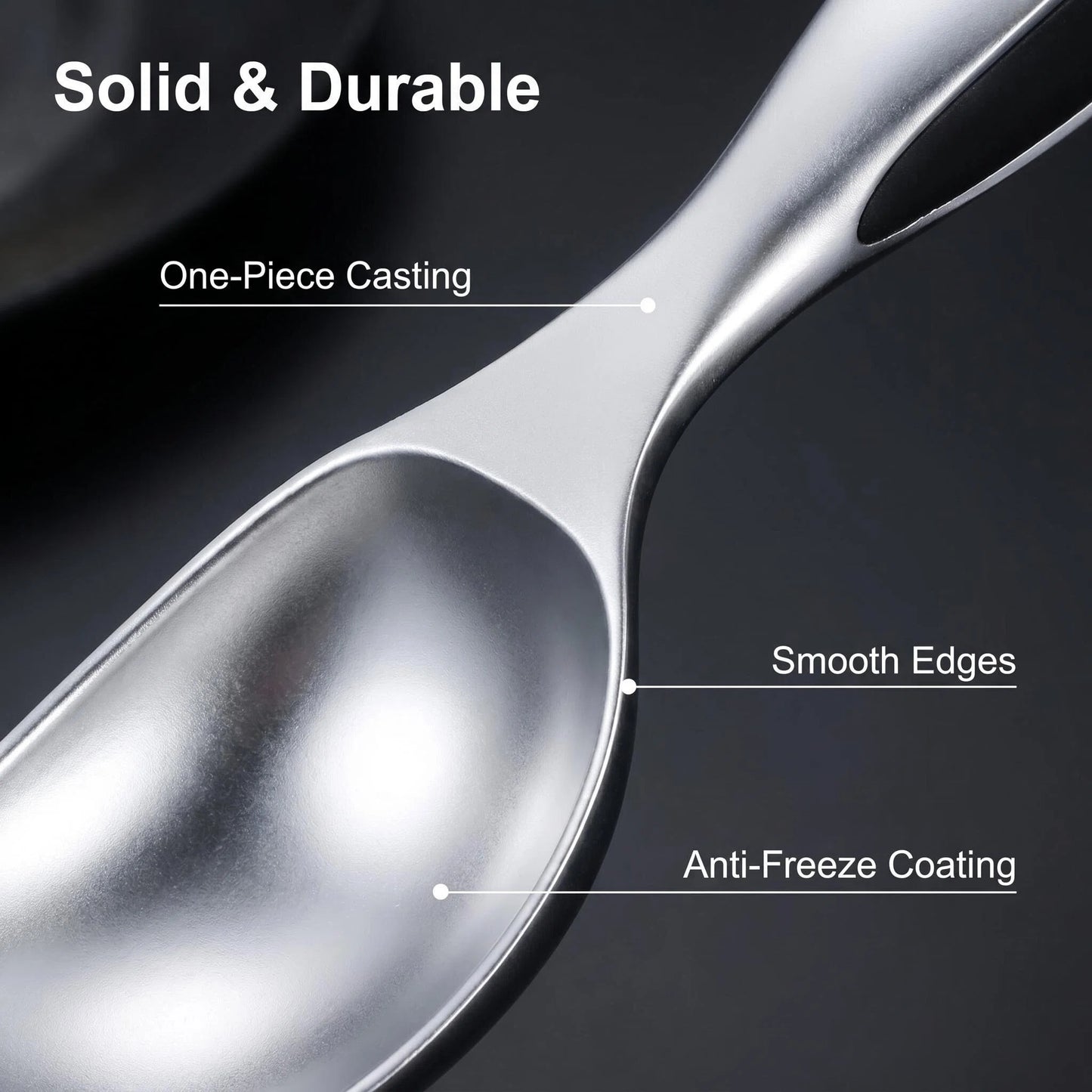 Ice Cream Scoop, Premium Stainless Steel Ice Cream Scooper with Ergonomic Handle – Heavy Duty, Anti-Freeze, One-Piece Cast, Dishwasher Safe
