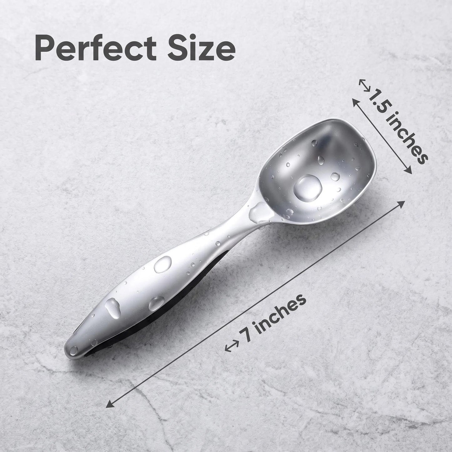 Ice Cream Scoop, Premium Stainless Steel Ice Cream Scooper with Ergonomic Handle – Heavy Duty, Anti-Freeze, One-Piece Cast, Dishwasher Safe