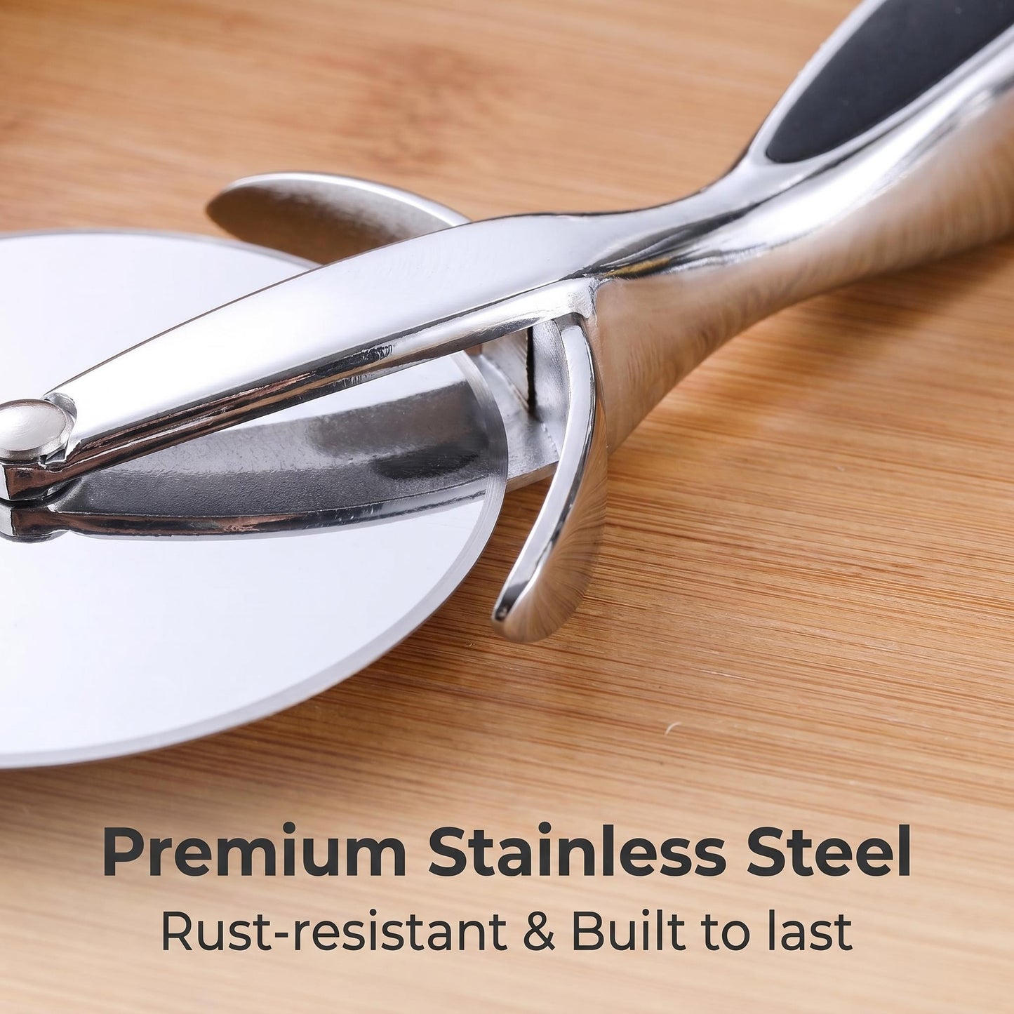 Professional Stainless Steel Pizza Cutter Wheel with Ergonomic Non-Slip Handle