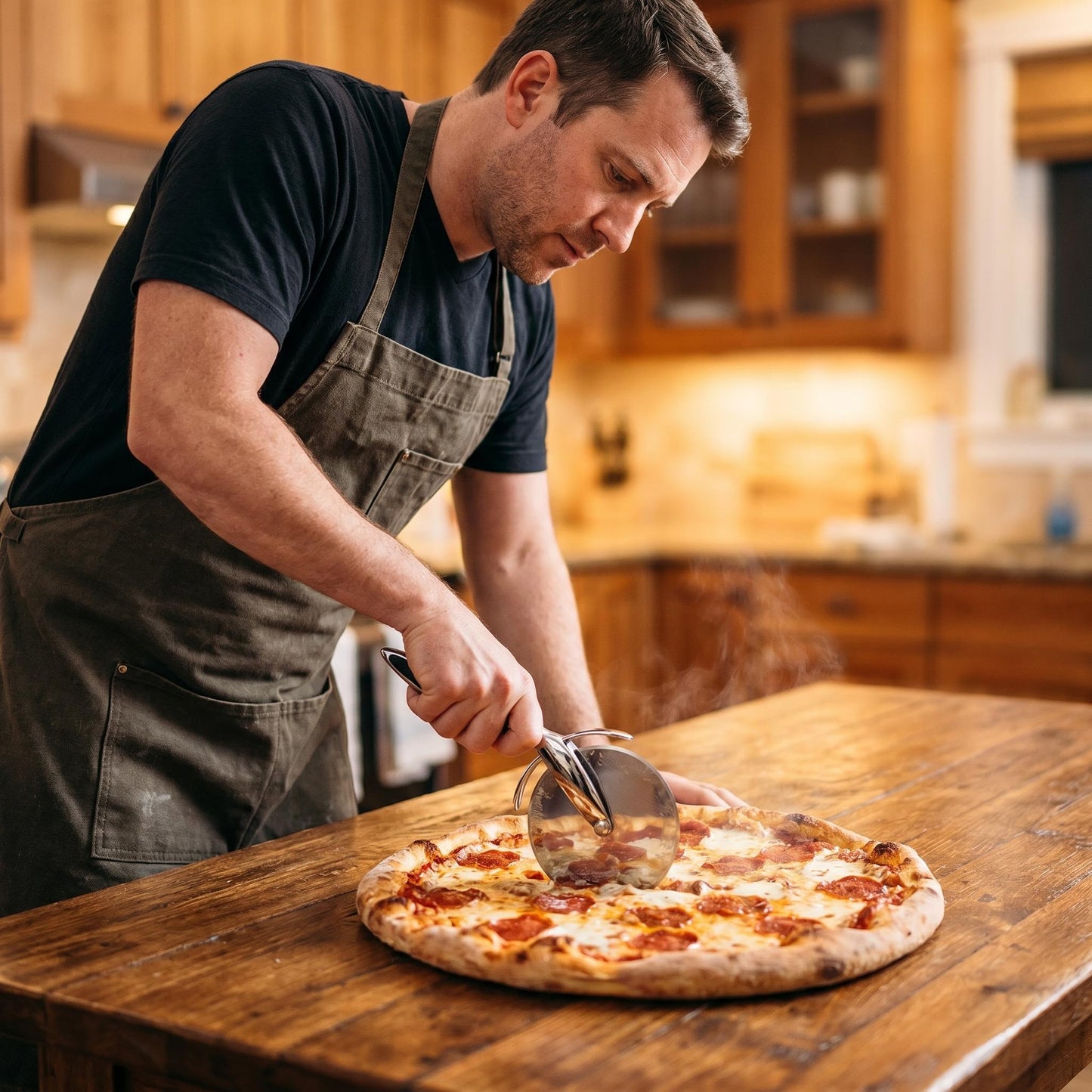 Professional Stainless Steel Pizza Cutter Wheel with Ergonomic Non-Slip Handle