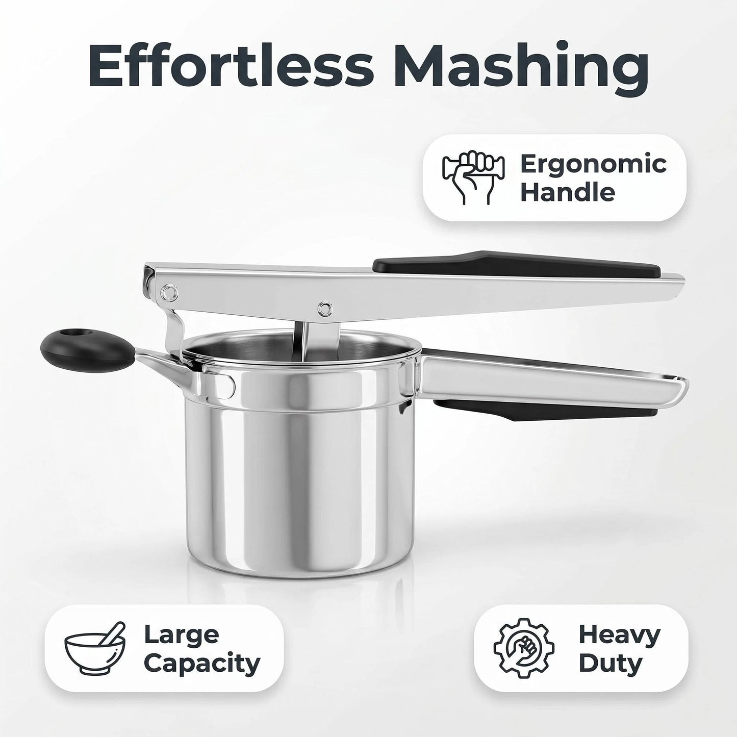 DewAura Potato Ricer Masher, Stainless Steel with 3 Interchangeable Discs, Large 15oz Capacity for Mashed Potatoes, Baby Food & Vegetable Puree