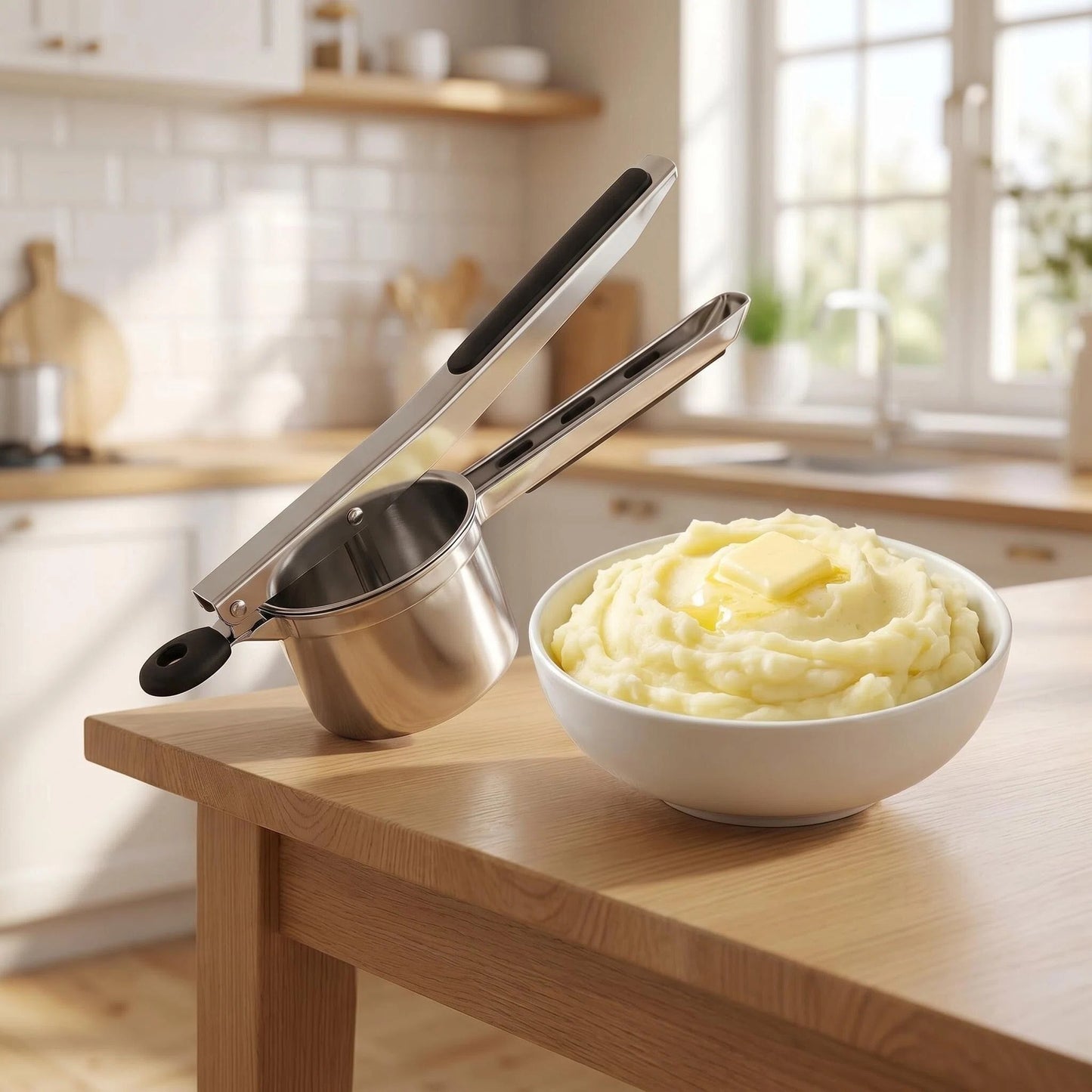 DewAura Potato Ricer Masher, Stainless Steel with 3 Interchangeable Discs, Large 15oz Capacity for Mashed Potatoes, Baby Food & Vegetable Puree