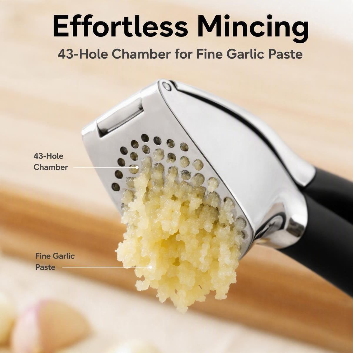 DewAura Pro Garlic Press - Stainless Steel Mincer with Comfort Grip
